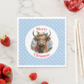 Serviette En Papier Vache de Noël Blue Highlander (En situation)
