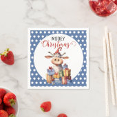 Serviette En Papier Vache de Noël Pun (En situation)