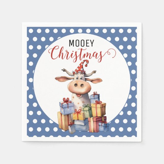 Serviette En Papier Vache de Noël Pun (Devant)