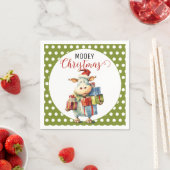 Serviette En Papier Vache de Noël Pun (En situation)