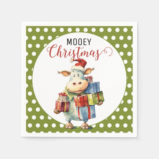 Serviette En Papier Vache de Noël Pun (Devant)