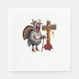 Serviette En Papier Vache déguisée Turquie drôle Thanksgiving Tee mign