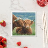 Serviette En Papier Vache des Highlands montrant de l'affection (En situation)