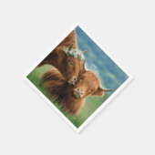 Serviette En Papier Vache des Highlands montrant de l'affection (Coin)