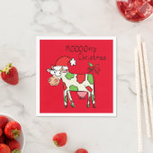 Serviette En Papier Vache Drôle Caricature Noël (En situation)