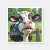 Serviette En Papier Vache en dessin au-dessus d'une clôture (Devant)