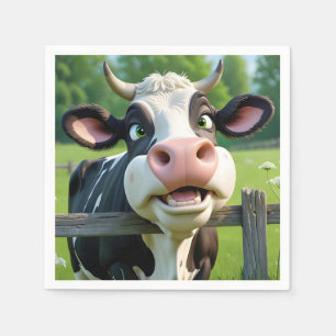 Serviette En Papier Vache en dessin au-dessus d'une clôture