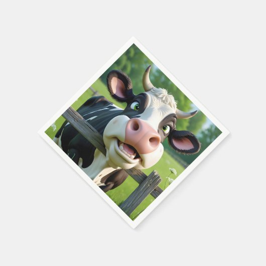 Serviette En Papier Vache en dessin au-dessus d'une clôture (Coin)