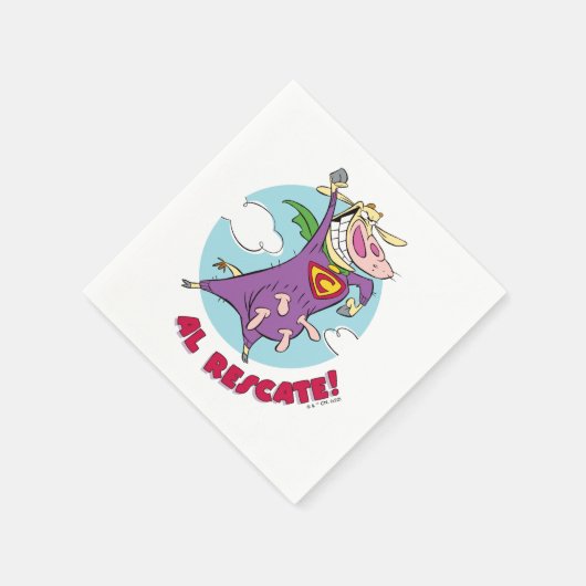 Serviette En Papier Vache et poulet Super Vache Al Rescate! (Coin)