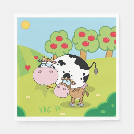 Serviette En Papier Vache Et Veau (Devant)