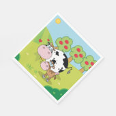 Serviette En Papier Vache Et Veau (Coin)