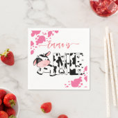 Serviette En Papier Vache fête table rose vache motif personnalisé (En situation)
