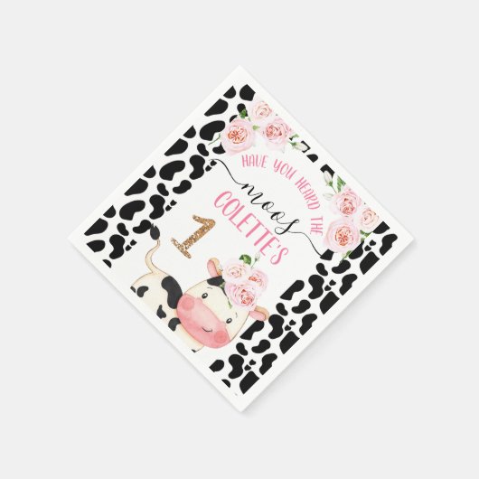 Serviette En Papier Vache florale avec vache Imprimer Papier d'anniver (Coin)