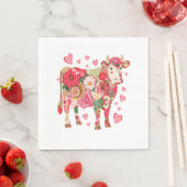Serviette En Papier Vache florale, Vache mignonne Design (En situation)