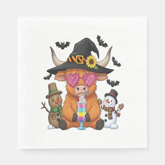 Serviette En Papier Vache Halloween Highland (Devant)