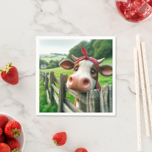 Serviette En Papier Vache Heifer portant un Kerchief (En situation)