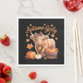 Serviette En Papier Vache Highland Chute Automne Fille Thanksgiving C (En situation)