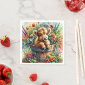 Serviette En Papier Vache Highland en fleurs (En situation)