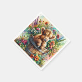 Serviette En Papier Vache Highland en fleurs (Coin)
