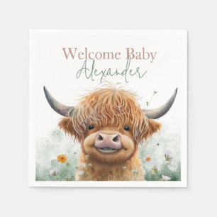 Serviette En Papier Vache Highland floral vert accueil des serviettes 