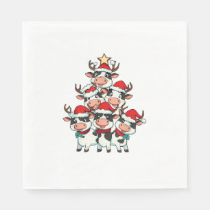 Serviette En Papier Vache Noël Arbre Noël Filles Garçons Farmer Sa