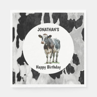 Serviette En Papier Vache Noir et blanc