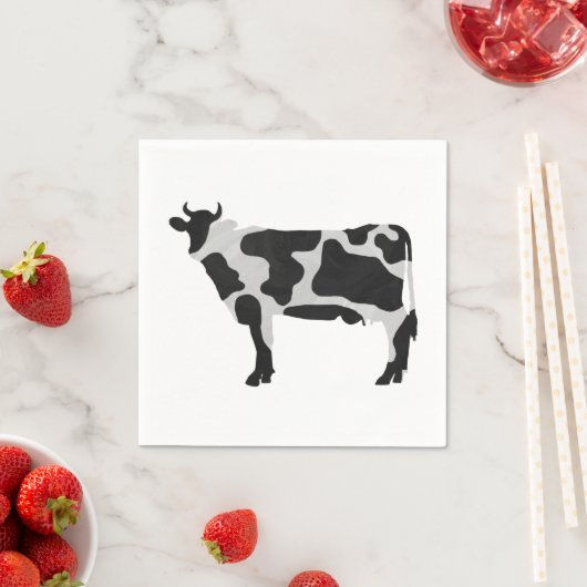 Serviette En Papier Vache Noir et Blanc Silhouette (En situation)