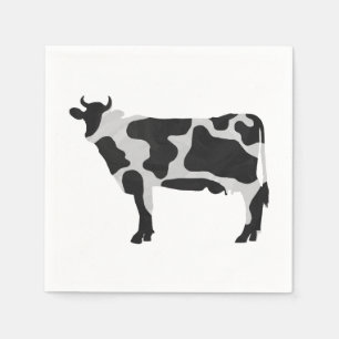 Serviette En Papier Vache Noir et Blanc Silhouette