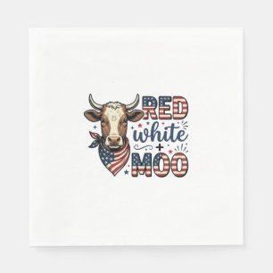 Serviette En Papier Vache Patriotique Rouge Blanc Moo Chemise 4 Juille