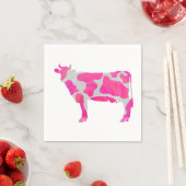 Serviette En Papier Vache rose chaud et blanc Silhouette (En situation)