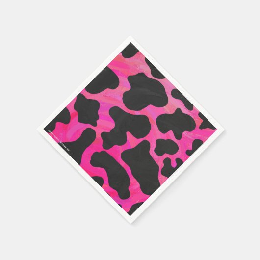 Serviette En Papier Vache rose chaud et noir (Coin)