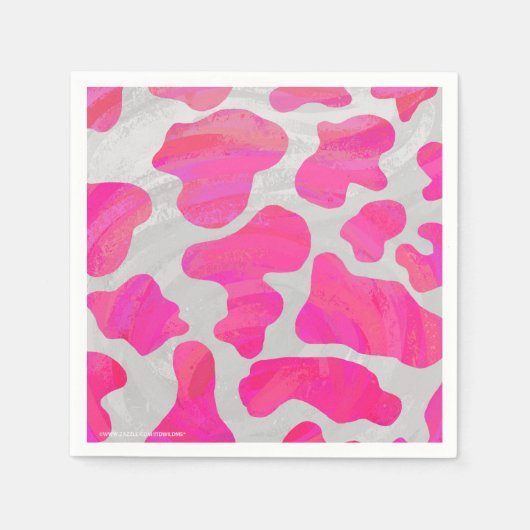 Serviette En Papier Vache rose et blanc chaud (Devant)
