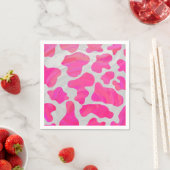 Serviette En Papier Vache rose et blanc chaud (En situation)