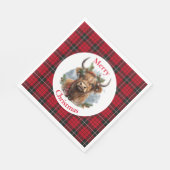 Serviette En Papier Vache rouge À damiers Noël Highlander (Coin)