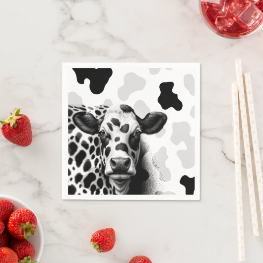 Serviette En Papier Vache sacrée ! Fête d'anniversaire country noir et (En situation)