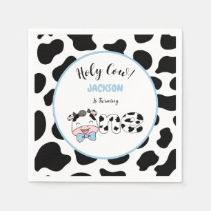 Serviette En Papier Vache sacrée, j'ai un an, fête d'anniversaire d'un