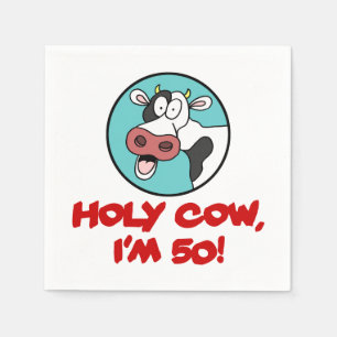 Serviette En Papier Vache sainte Je suis 50 Drôle Vache caricaturale