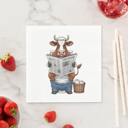 Serviette En Papier Vache sur Toilet, Animaux de ferme amusants (En situation)