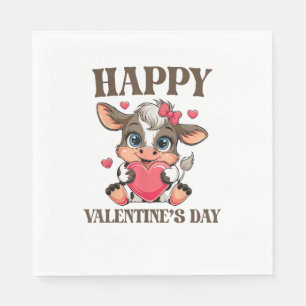 Serviette En Papier Vache Valentine's Day Heart Gifts tee drôle Vache
