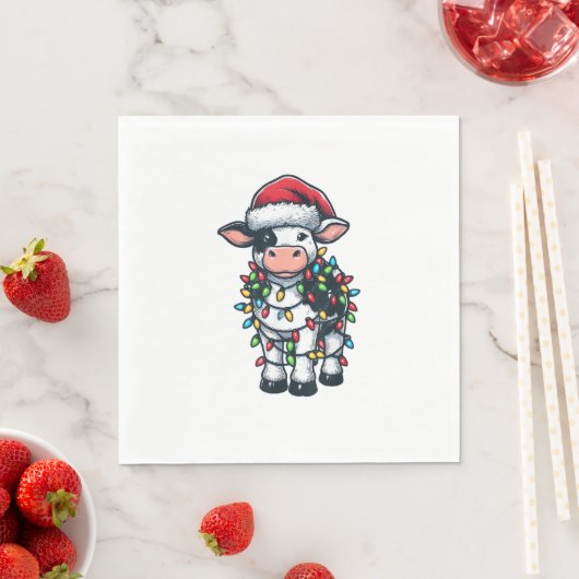 Serviette En Papier Vache Xmas tenue mignonne Père Noël Vache (En situation)