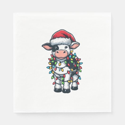 Serviette En Papier Vache Xmas tenue mignonne Père Noël Vache (Devant)