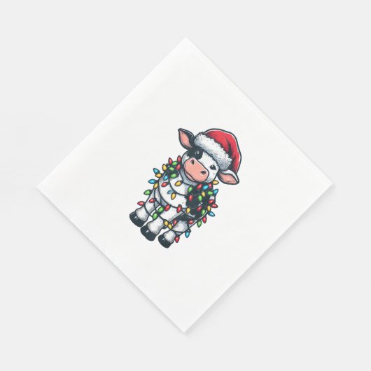 Serviette En Papier Vache Xmas tenue mignonne Père Noël Vache (Coin)