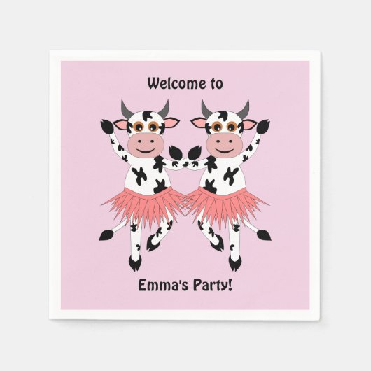 Serviette En Papier Vaches dansantes mignonnes et amusantes (Devant)