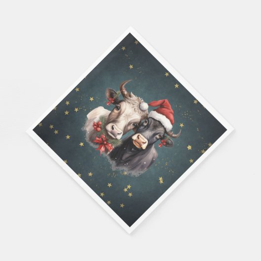 Serviette En Papier Vaches de Noël mignonnes (Coin)