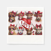 Serviette En Papier Vaches Heureuses Saintes-Valentin de serviettes en (Devant)