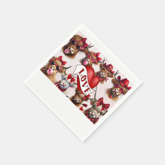 Serviette En Papier Vaches Heureuses Saintes-Valentin de serviettes en (Coin)