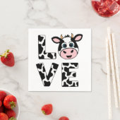 Serviette En Papier Vaches mignonnes J'aime (En situation)