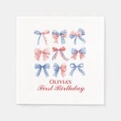 Serviette En Papier Vaches rouges, blanches et bleues quatrième annive (Devant)