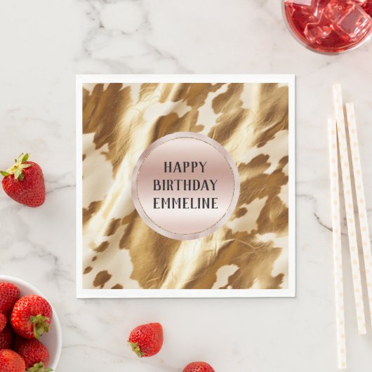 Serviette En Papier Vachette à crème dorée occidentale (En situation)