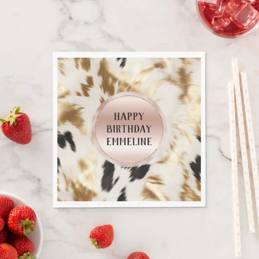 Serviette En Papier Vachette blanche à crème noire de l'Ouest (En situation)